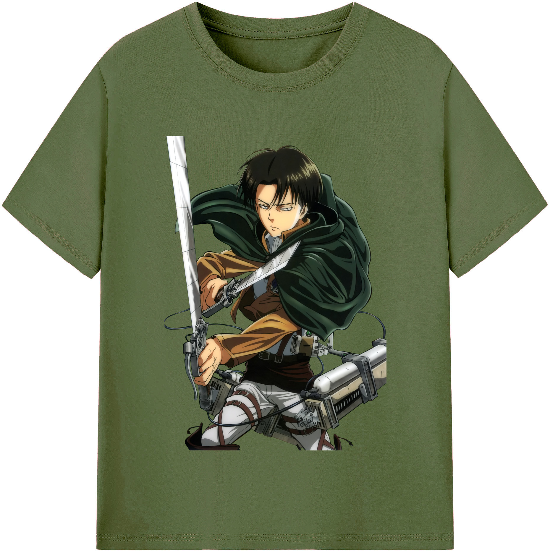 （画像用） 進撃の巨人 リヴァイ·アッカーマン Attack on Titan Levi Ackerman 綿100％半袖Tシャツ（フロントプリント）